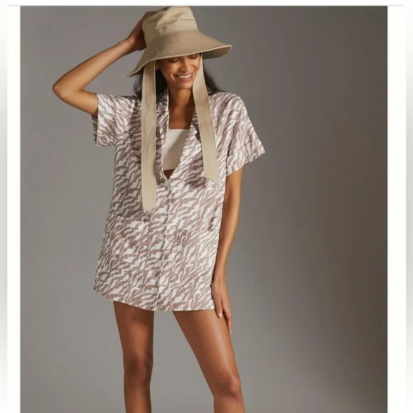 anthropologie striped shirt dress Striped Midi Shirt Dress